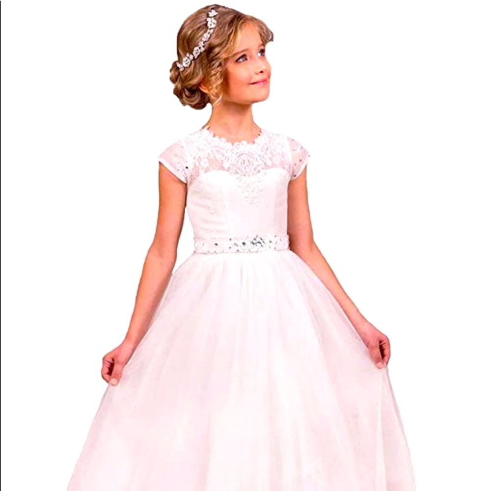 Girls Lace Tulle Gown